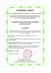 Сертифікат відповідності на виробництво EUR деревʼяних піддонів – Koshun Pallets